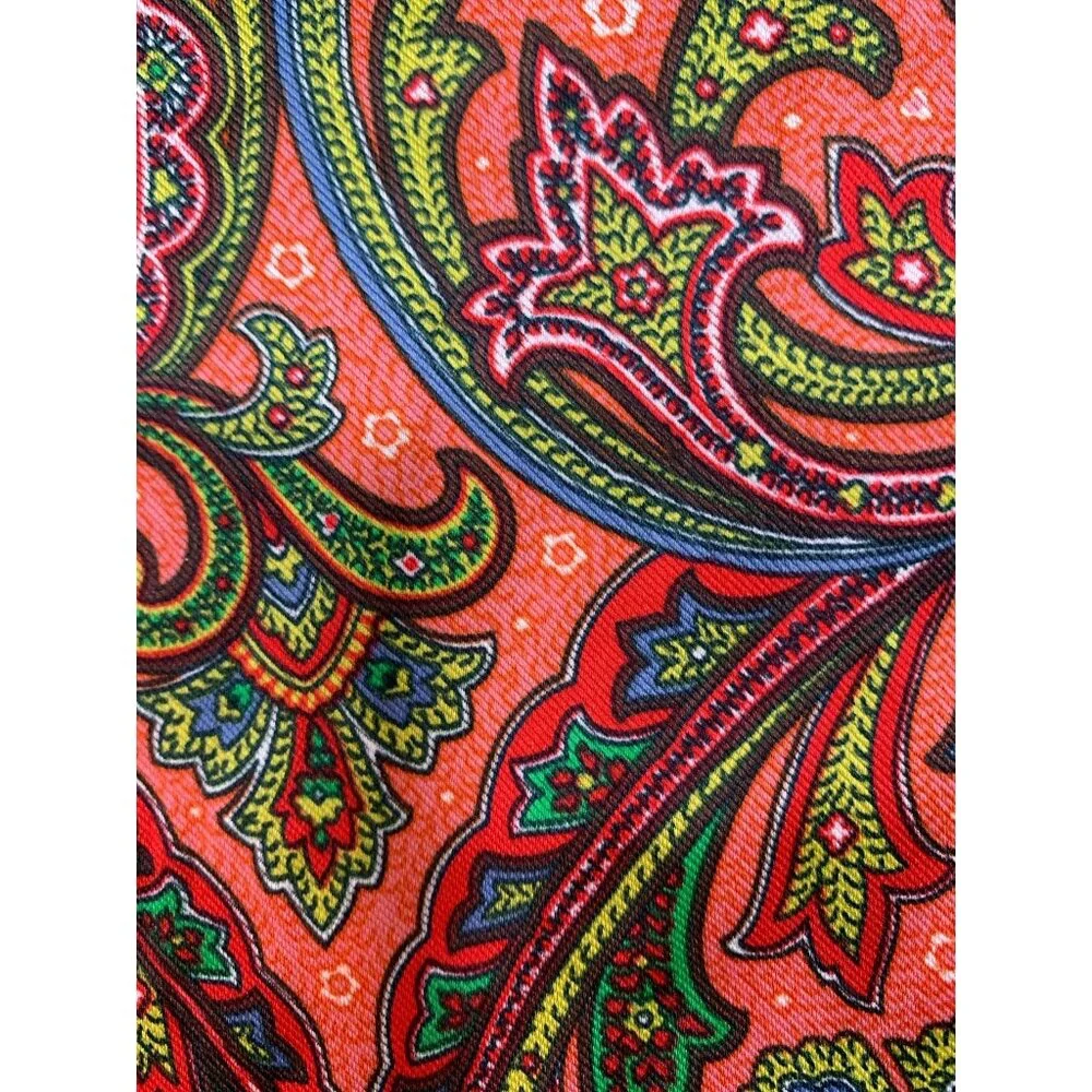 LOFT Women's Filigree Pattern Boat Neck Multicolor Puff Sleeve Blouse Size Small
